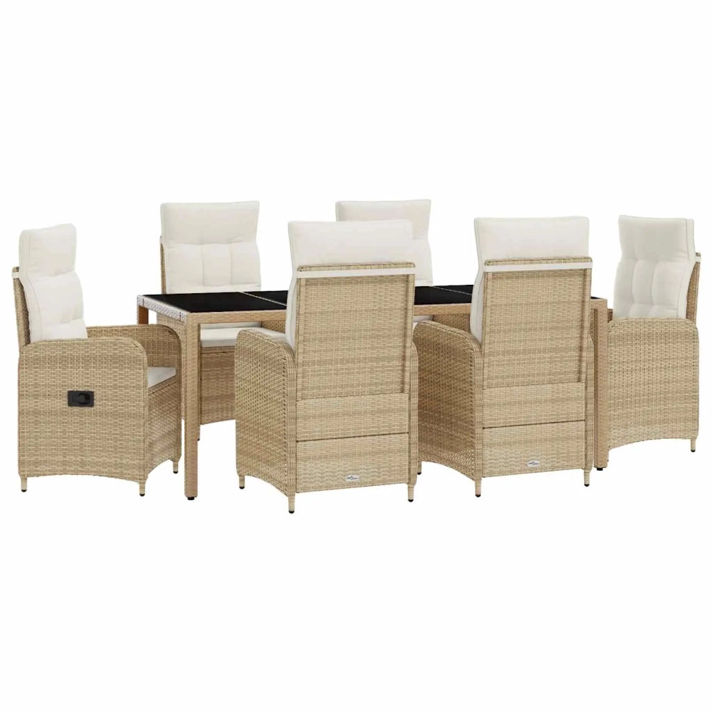 Set da pranzo per esterni 7 pcs Beige e Bianco Crema