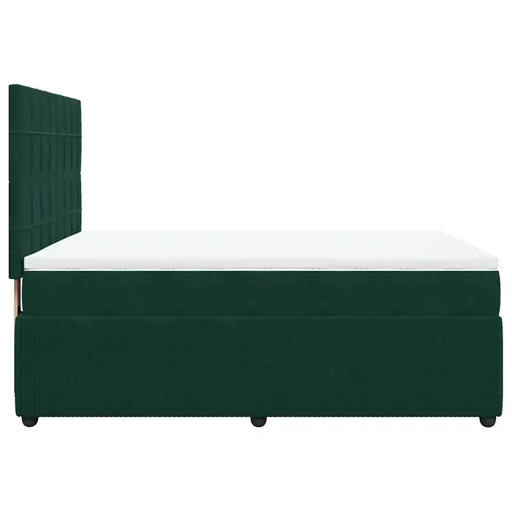 Giroletto a Molle con Materasso Verde Scuro 160x200 cm Velluto