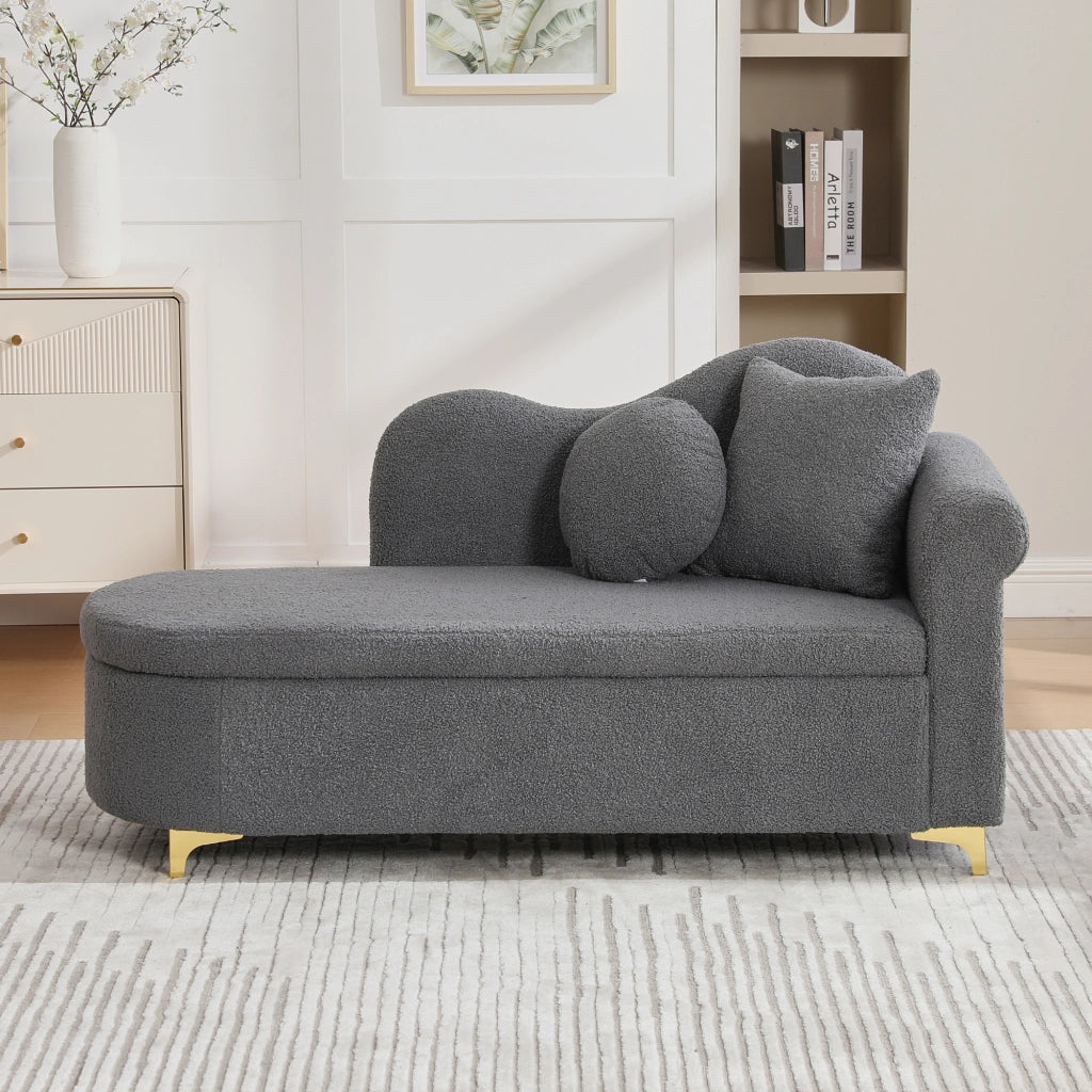 Chaiselongue multifunzionale 134 cm con vano portaoggetti nascosto, design rétro moderno, 2 cuscini