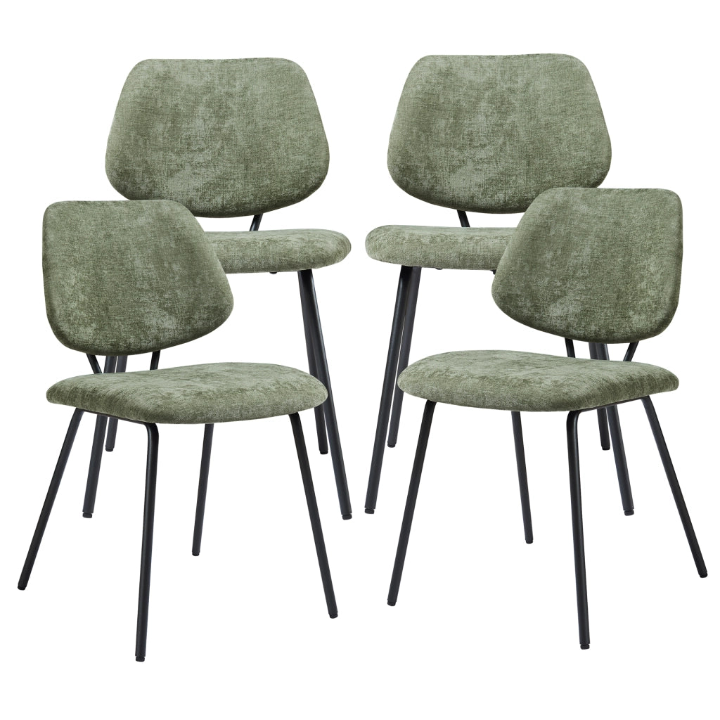 Set di 4 Sedie Köma con Rivestimento in Tessuto - Verde Scuro [en.casa]
