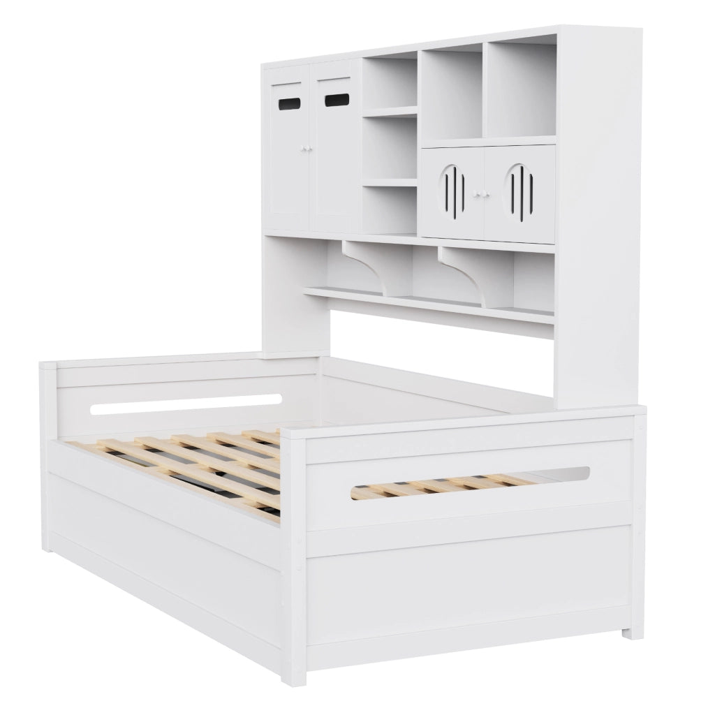 Letto 90x200 cm con vano contenitore idraulico in legno bianco