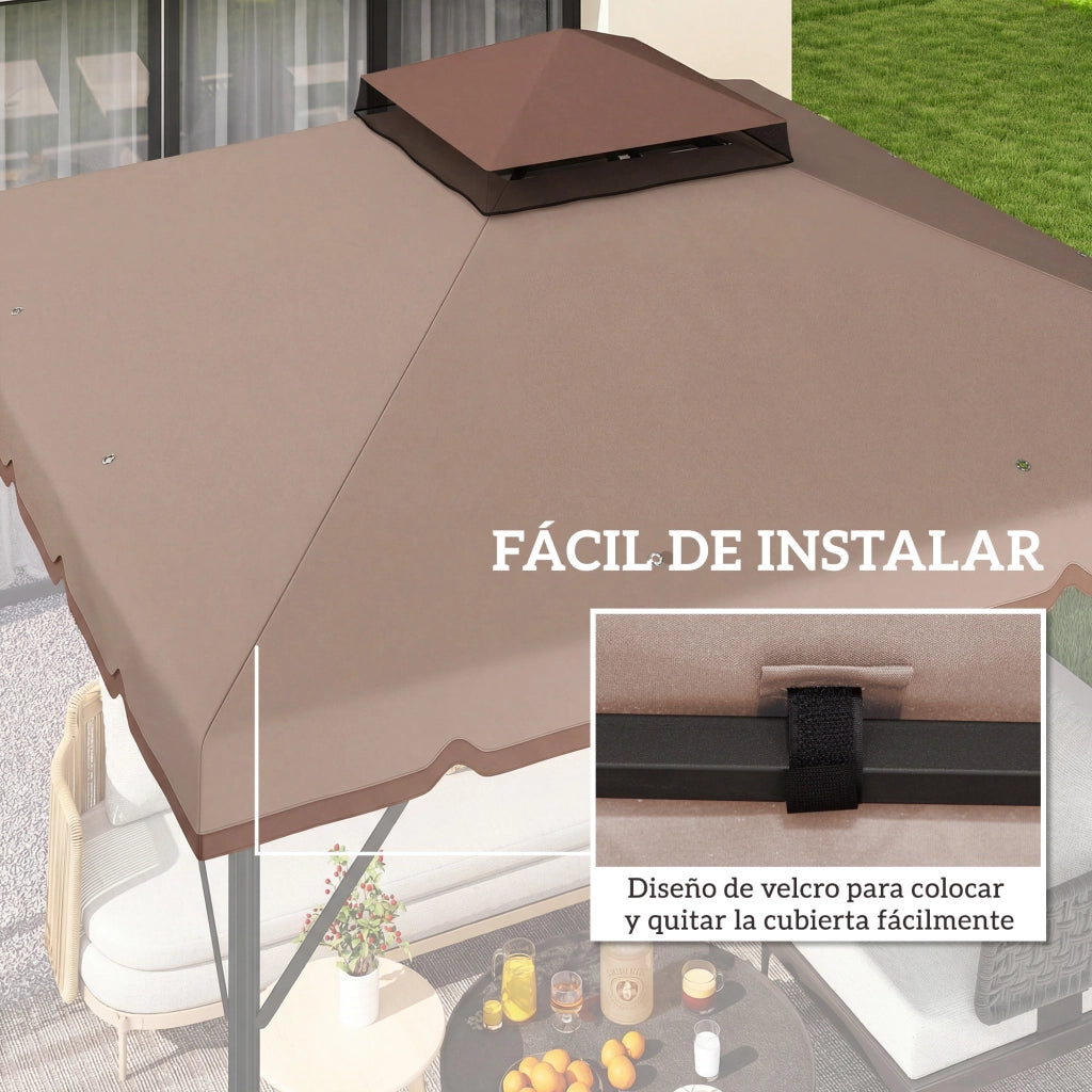Toldo da giardino 3x3 m ¨C zephmum ¨C caqui, UPF 30+, con fori di drenaggio