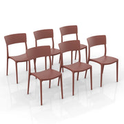 Set 6 sedie in polipropilene 100 %Made in Italy ZEN, impilabile, resistente ai raggi UV, design moderno, ideale per sala da pranzo, cucina, sala d’attesa, bar, ristoranti o da esterno colore Mattone