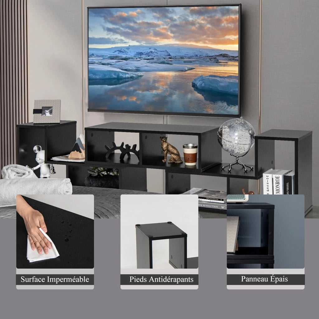 Set di mobili per TV da 3 pezzi, tavolo per TV da 50-65 pollici, multifunzionale stand a terra con 6 scomparti, combinabile liberamente a seconda dello spazio, per soggiorno e camera da letto