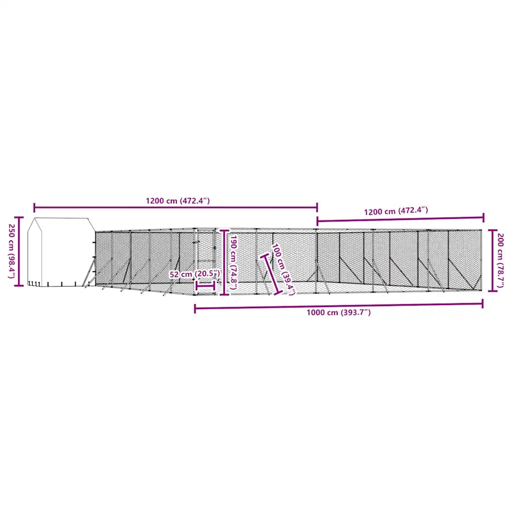 Cuccia Cani da Esterno Tetto Argento 12x12x2,5m Acciaio Zincato 3190482