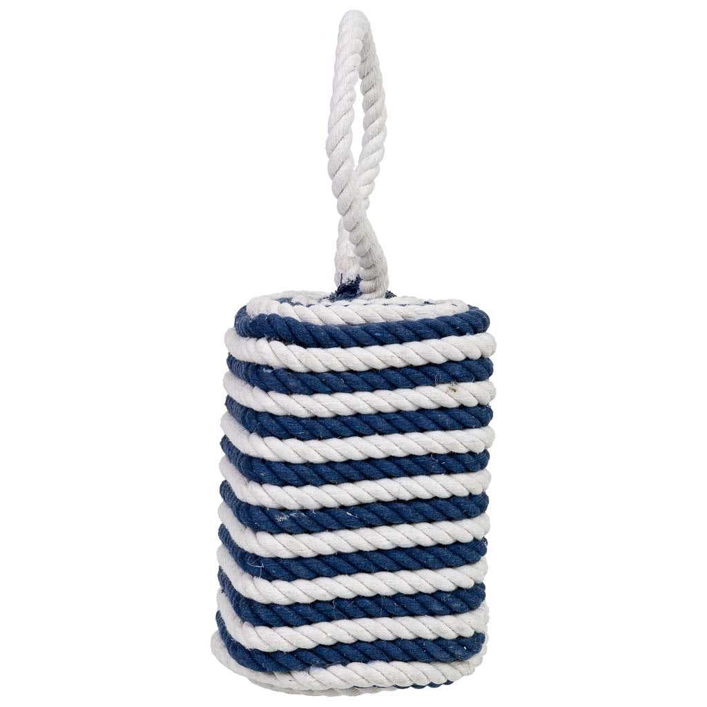 Fermaporta in cotone con motivo nautico blu, 12x12x27h cm