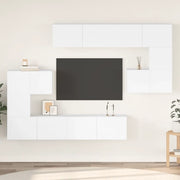 Set Mobili Porta TV 8 pz Bianco in Legno Multistrato 3078723