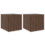 Mobili TV a Parete con Luci LED 2pz | Armadietto TV | Mobile Porta TV Rovere Marrone 30,5x35x30cm