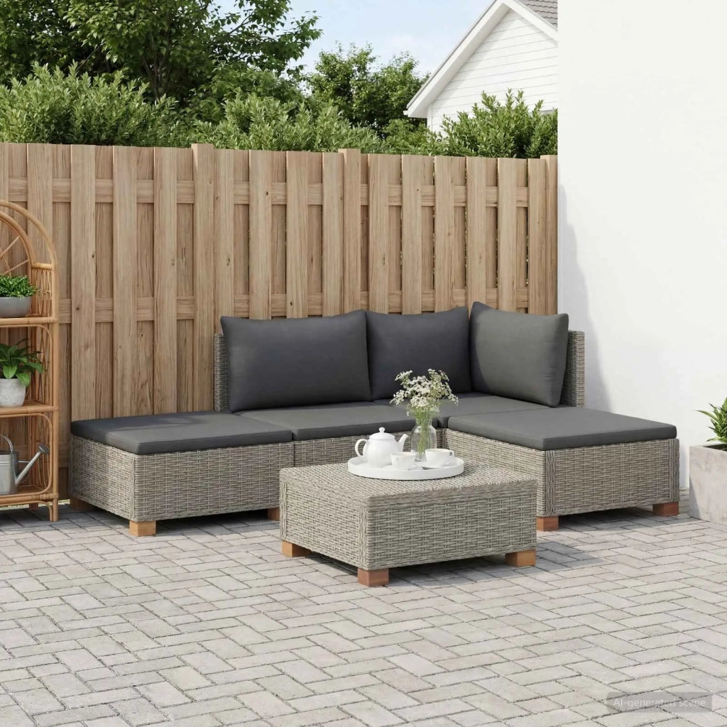 4 pz Set Lounge in Rattan con Cuscini GENDT Rattan naturale 3429845