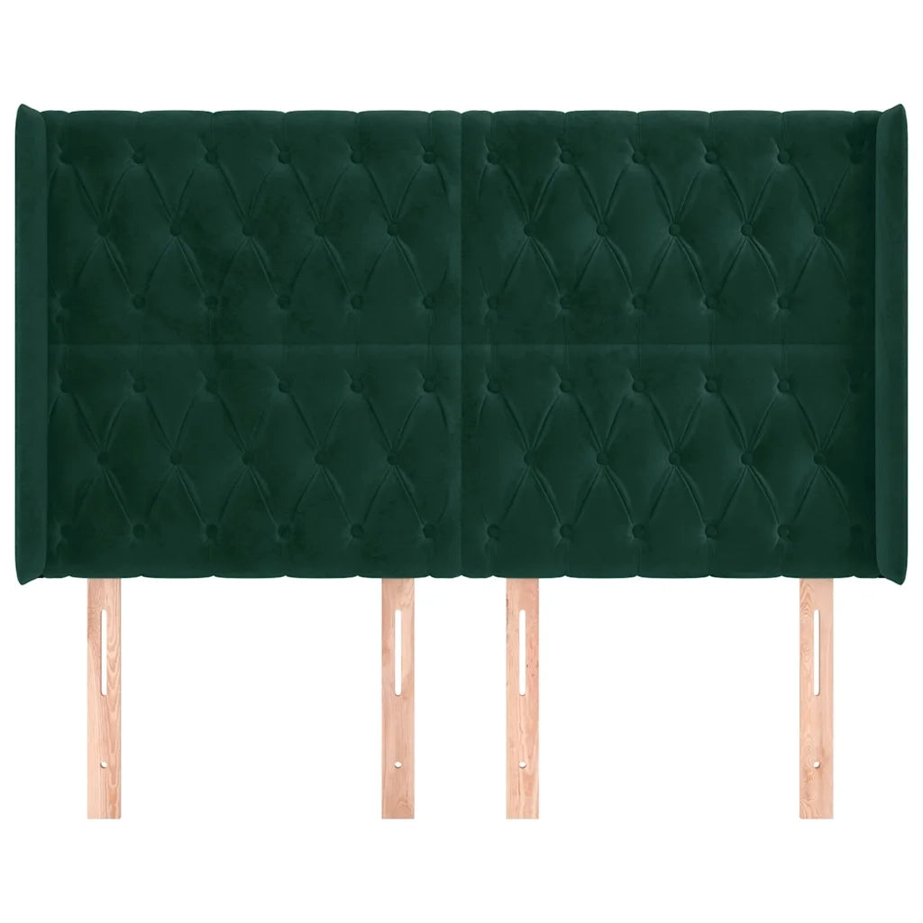 Testiera | Testata ad Orecchio Verde Scuro 147x23x118/128cm in Velluto