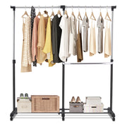 Appendiabiti mobile estensibile dimensioni regolabili 91-160 x 43 x 93-168 cm con pratiche ruote stile moderno struttura tubolare nera 20_0020521