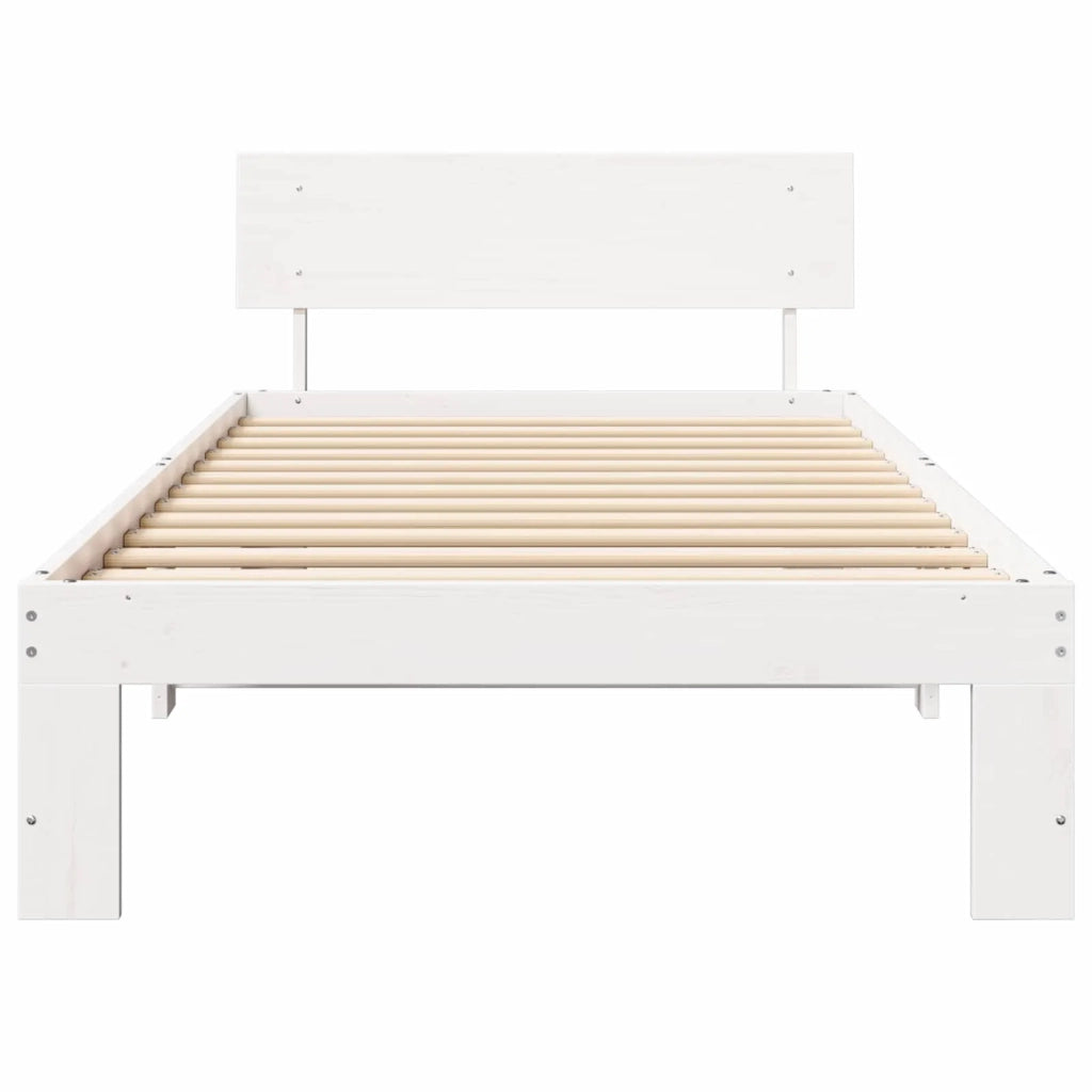 Struttura del letto Bianco 90 x 200 cm Pino massello 872669