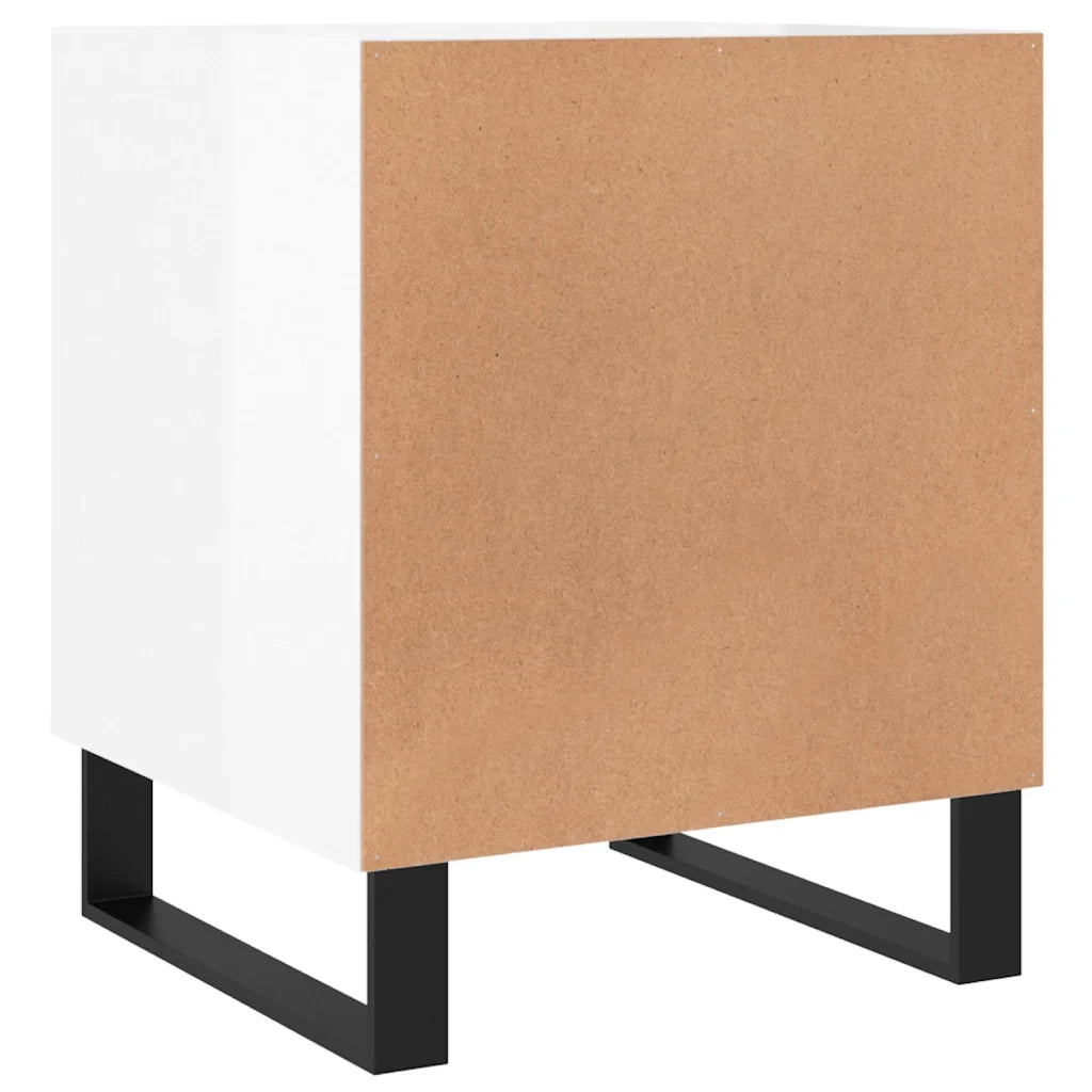 Comodini 2pz-Set di 2 Tavolino da notte Bianco Lucido 40x40x50 cm in Legno Multistrato