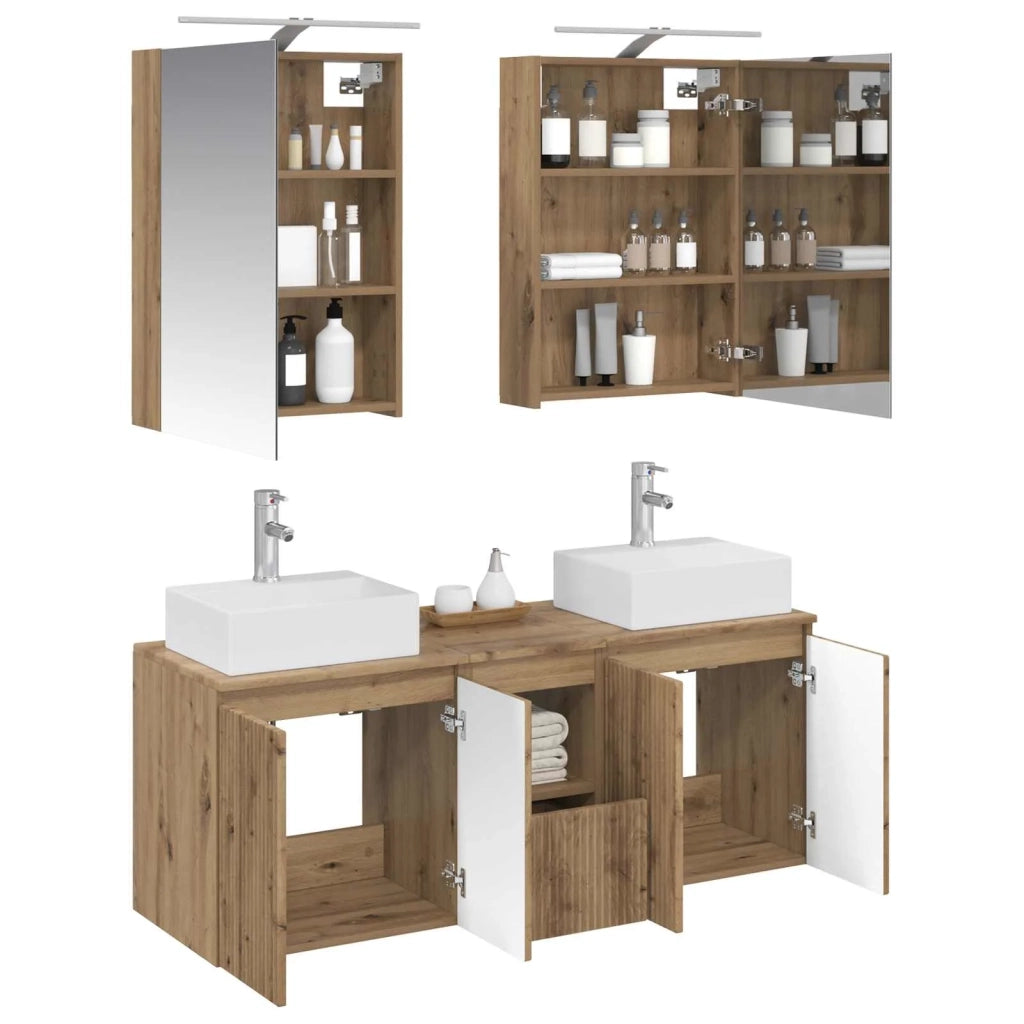 Set di Armadi da Bagno 5 pcs Rovere Artigianale 3406398