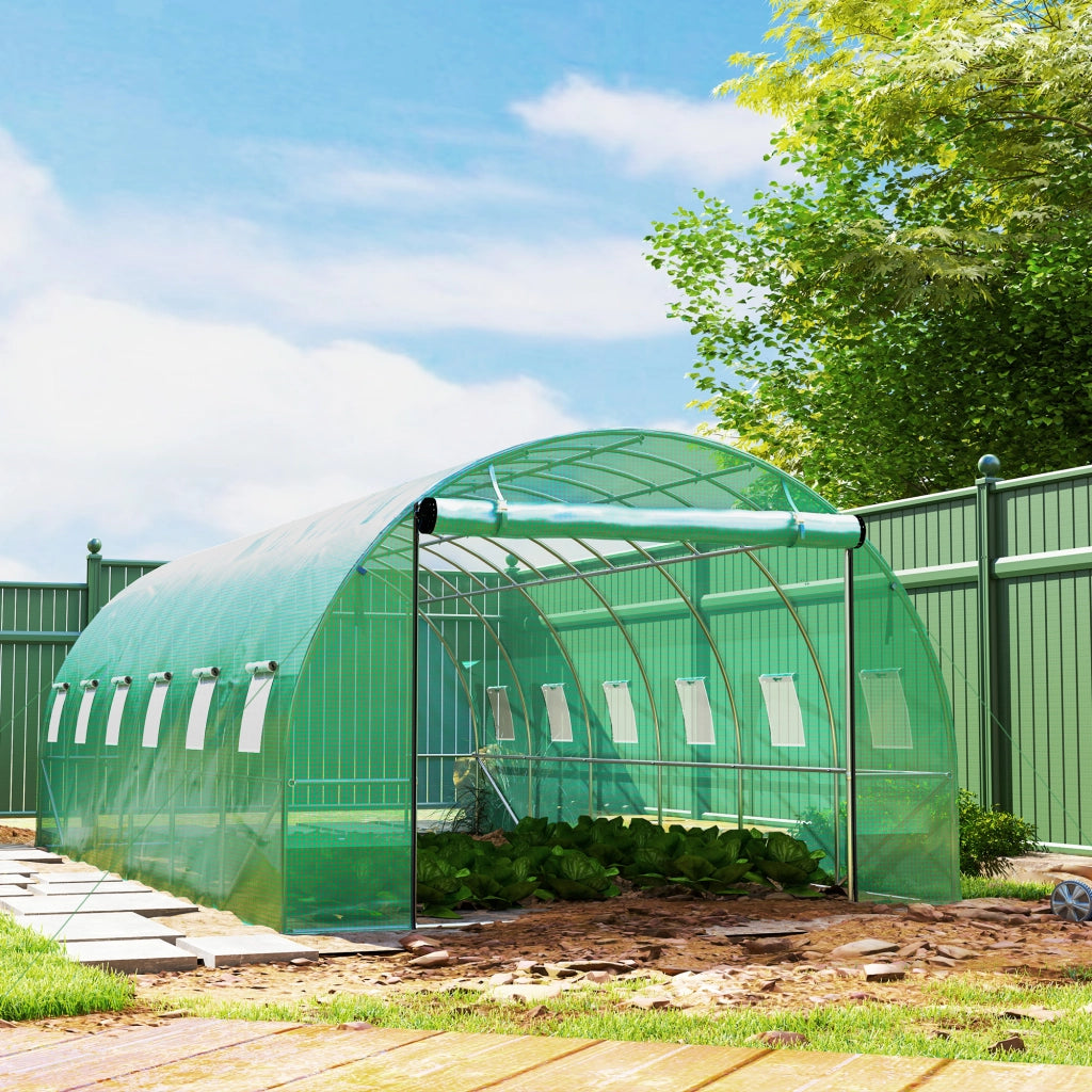 Tunnel Serra in Plastica con Telaio Acciaio e Porte a Rullo ¨C Zephmum ¨C Verde