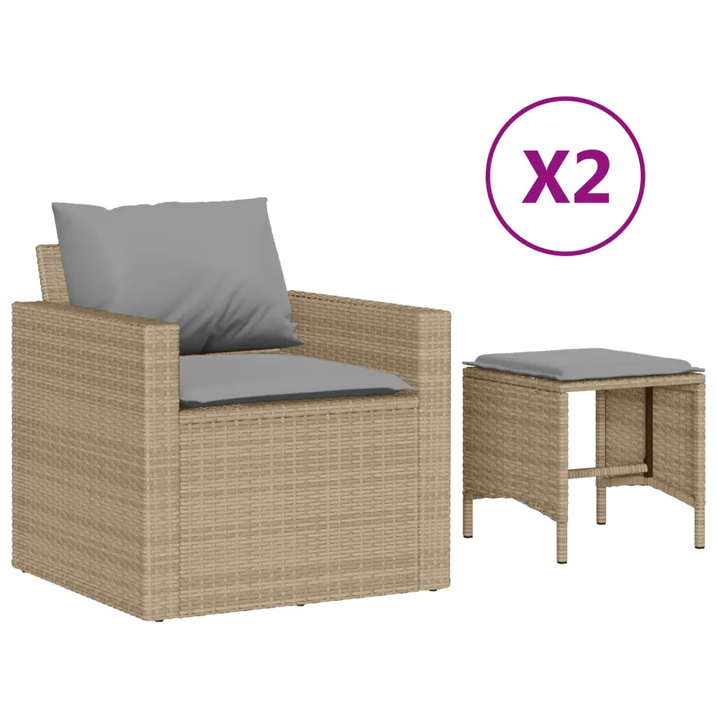 Set Divano da Giardino 4 pz con Cuscini Beige in Polyrattan 366363