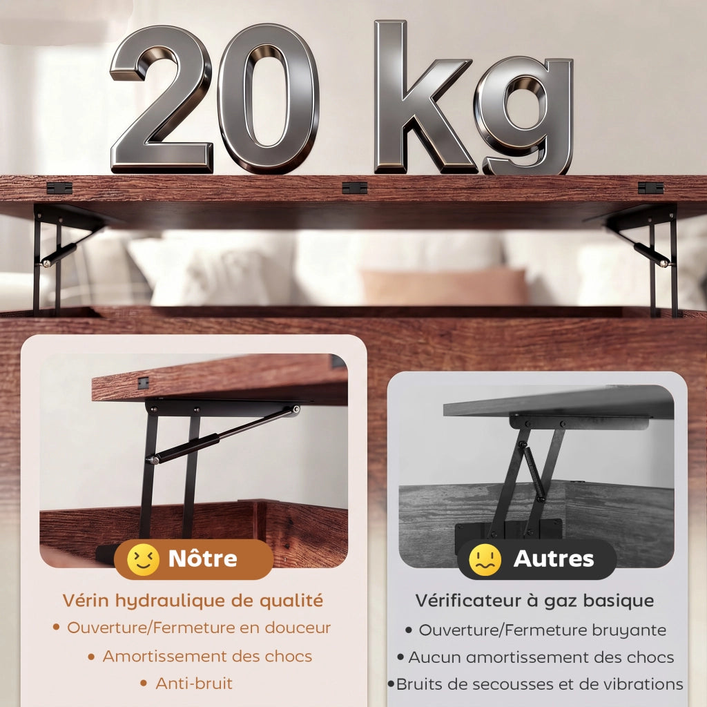 Tavolino da salotto allungabile a scomparsa ¨C zephmum ¨C 100x45x50,5cm marrone rustico