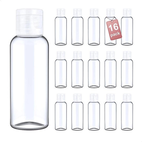Bottiglie con coperchio rotativo, 16x60 ml, 11x100 ml, trasparenti