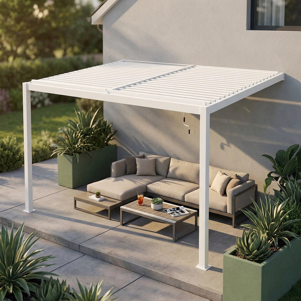 Pergola Bioclimatica addossata in alluminio - TONY
