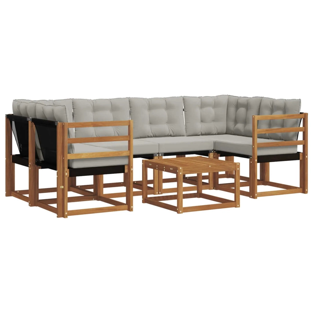 Set di divani da esterno 7 pcs Grigio Naturale e Chiaro 3368438