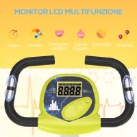 Cyclette Pieghevole da Fitness in Acciaio, Cyclette Magnetica Pieghevole da Casa con Altezza Regolabile, Resistenza Magnetica a 8 Livelli, Schermo LCD, 43x97x109cm, Giallo