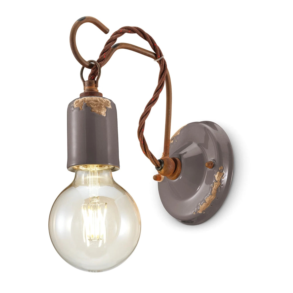 Applique Vintage Ceramica Tortora Con Filamento 1 Luce E27