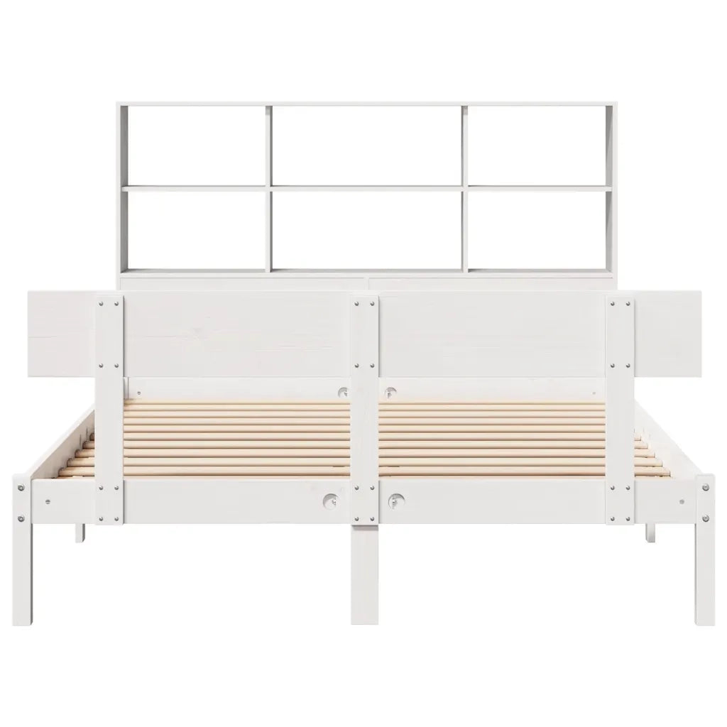 Letto Libreria senza Materasso Bianco 120x200 cm Legno di Pino 3321807