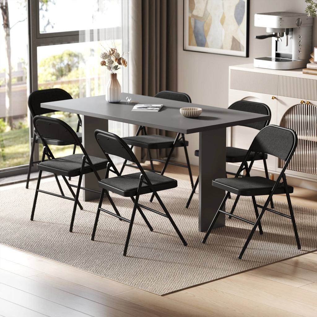 Set 6 Sedie Pieghevoli da Pranzo ¨C Xylo ¨C Struttura Metallo Nero 45x46x78cm