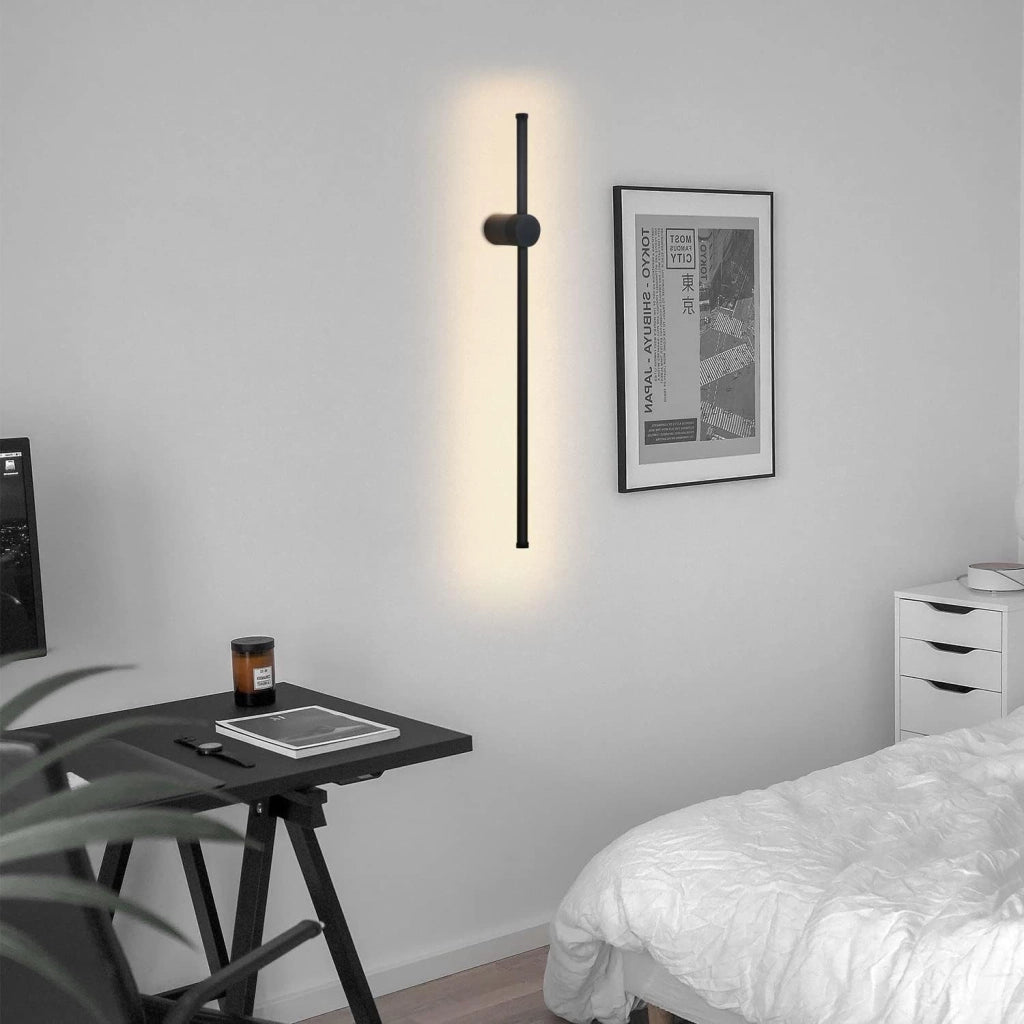 ZMH Applique da parete a LED per interni nera moderna 60cm girevole per scale