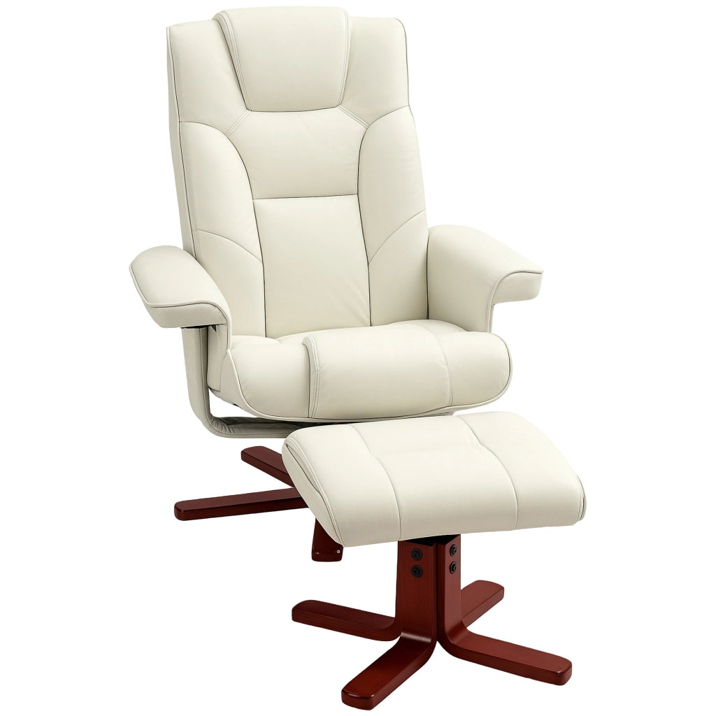 Poltrona Relax con Poggiapiedi ¨C Zephmum ¨C Similpelle Crema Reclinabile
