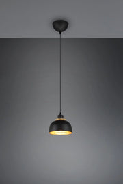 PUNCH SOSPENSIONE METALLO NERO E ORO D. 18CM 1 LUCE ATTACCO E27