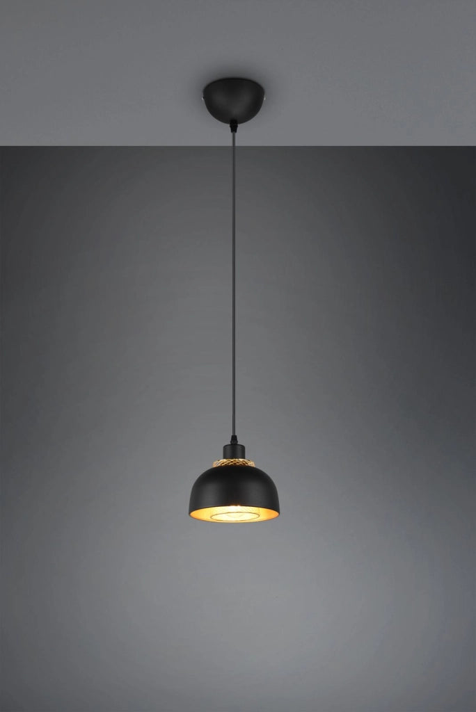 PUNCH SOSPENSIONE METALLO NERO E ORO D. 18CM 1 LUCE ATTACCO E27