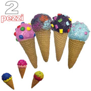 Trade Shop - 2 Giocattolo Cono Gelato Gomma Suono Resistente Da Masticare Per Cani Animali -