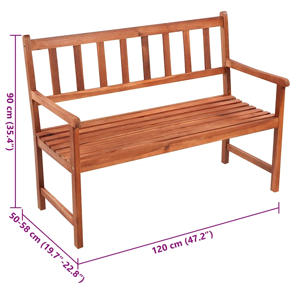 Panca da Giardino con Cuscino 120 cm in Massello di Acacia