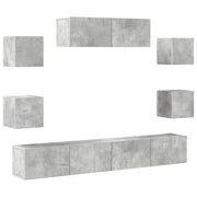 Set di Mobili Porta TV 7 pz | Armadietto TV | Mobile Porta TV Grigio Cemento in Legno Multistrato
