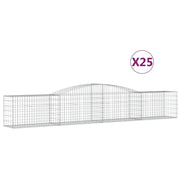 Cestini gabbioni recinzione a gabbia muro di contenimento ad arco 25 pezzi 400 x 50 x 60/80 cm ferro zincato argento 02_0040722