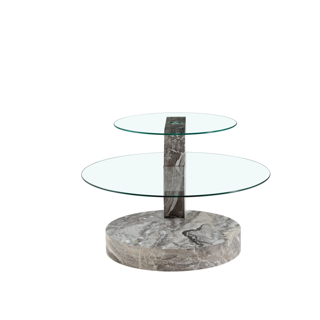 TAVOLINO DA SALOTTO 78,5x78,5x24,5 cm in vetro e MDF Grigio/Trasparente
