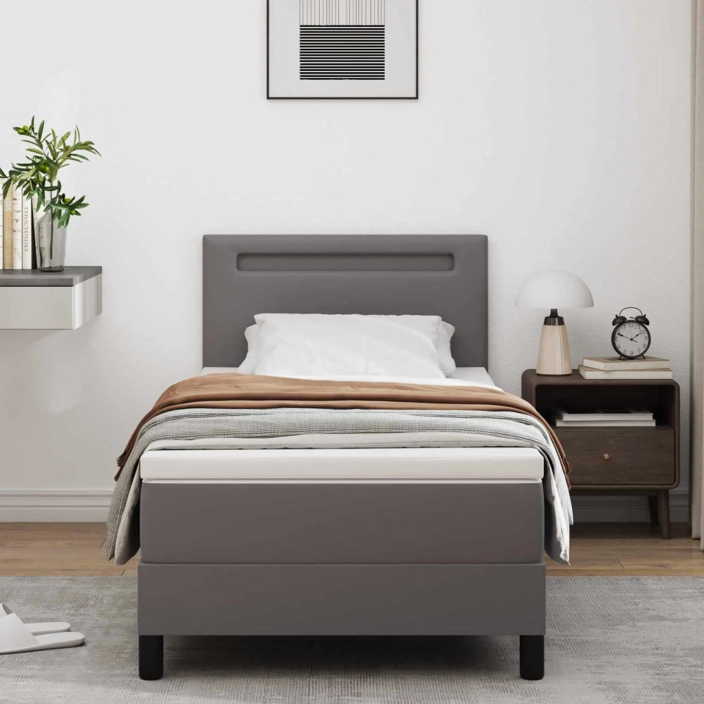 Letto a molle con materasso Grigio 100 x 200 cm Pelle sintetica 3339038