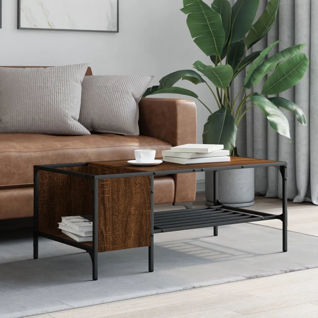 Tavolino Salotto Ripiano Rovere Marrone 100x51x40cm Multistratocod mxl 134198