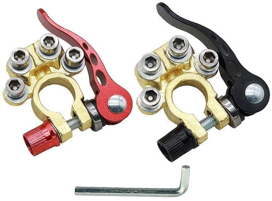 Termine di Collegamento Rapido per Batterie - M6 Terminali Positivi e Negativi - Stabili - Connettori in Rame - Adatti per Auto e Motocicli