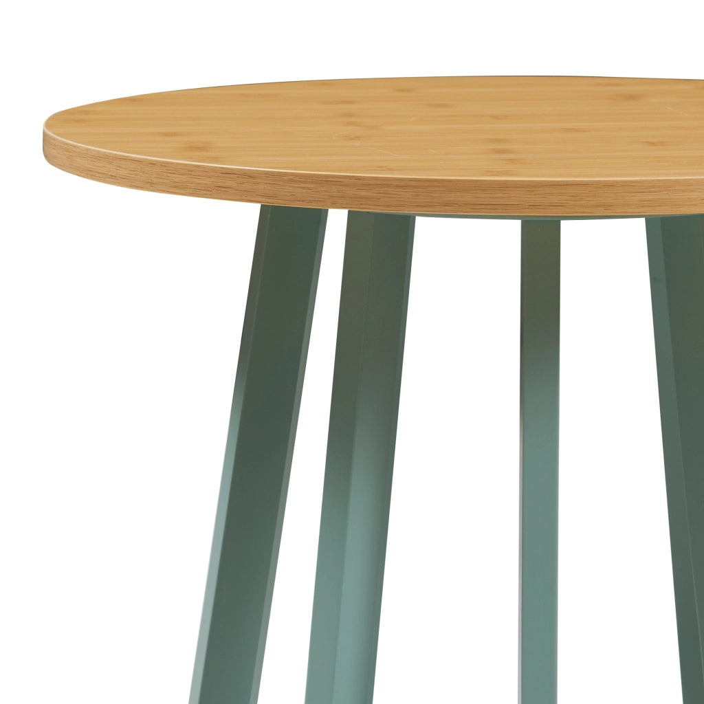 Tavolino da Divano Lensuu con Piano Rotondo in Effetto Rovere e Base Verde Pastello 48 x Ø48 cm [en.casa]