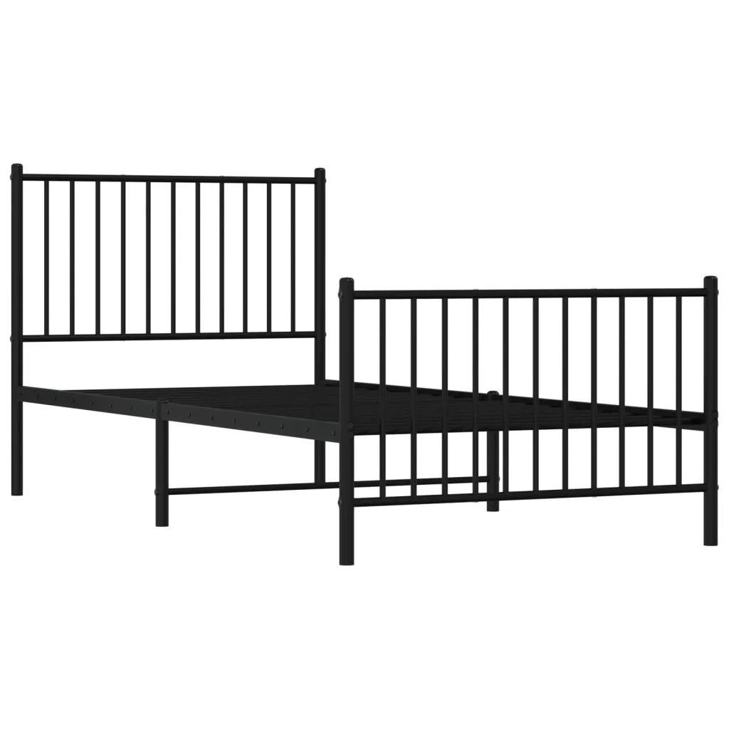 Giroletto con Testiera e Pediera Metallo Nero 90x200 cmcod mxl 81797