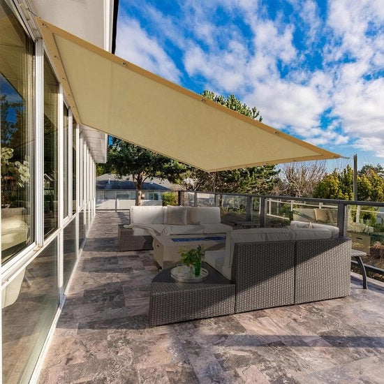 Ombrellone Solare Totale 3,6x3m - Tenda da Sole a Blocco UV per Patio Esterno Giardino Balcone con Corda di Installazione