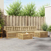 Set di divani da esterno 7 pcs Bianco e Beige Poliestere