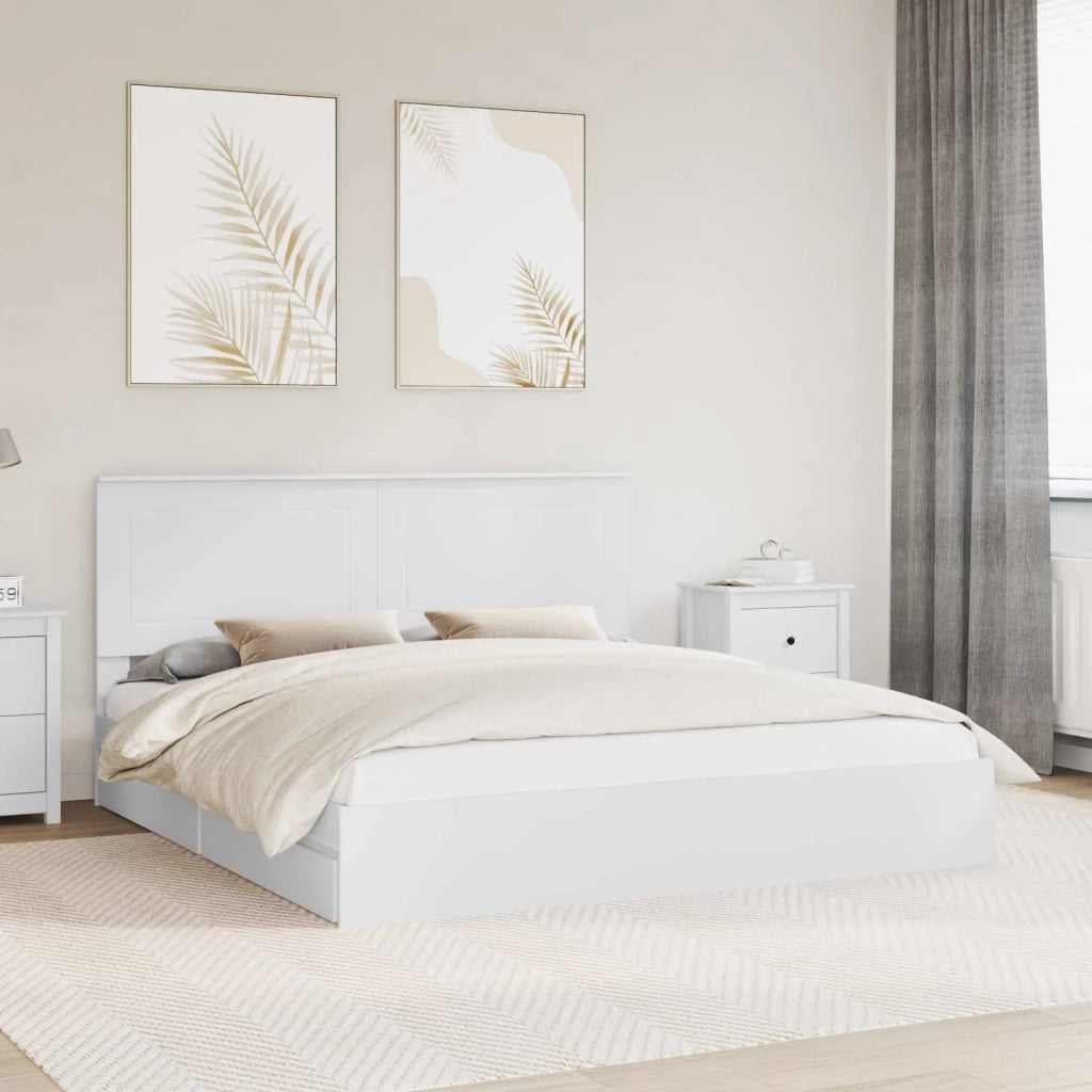 Letto con Contenitore Bianco 180 x 200 cm Legno multistrato