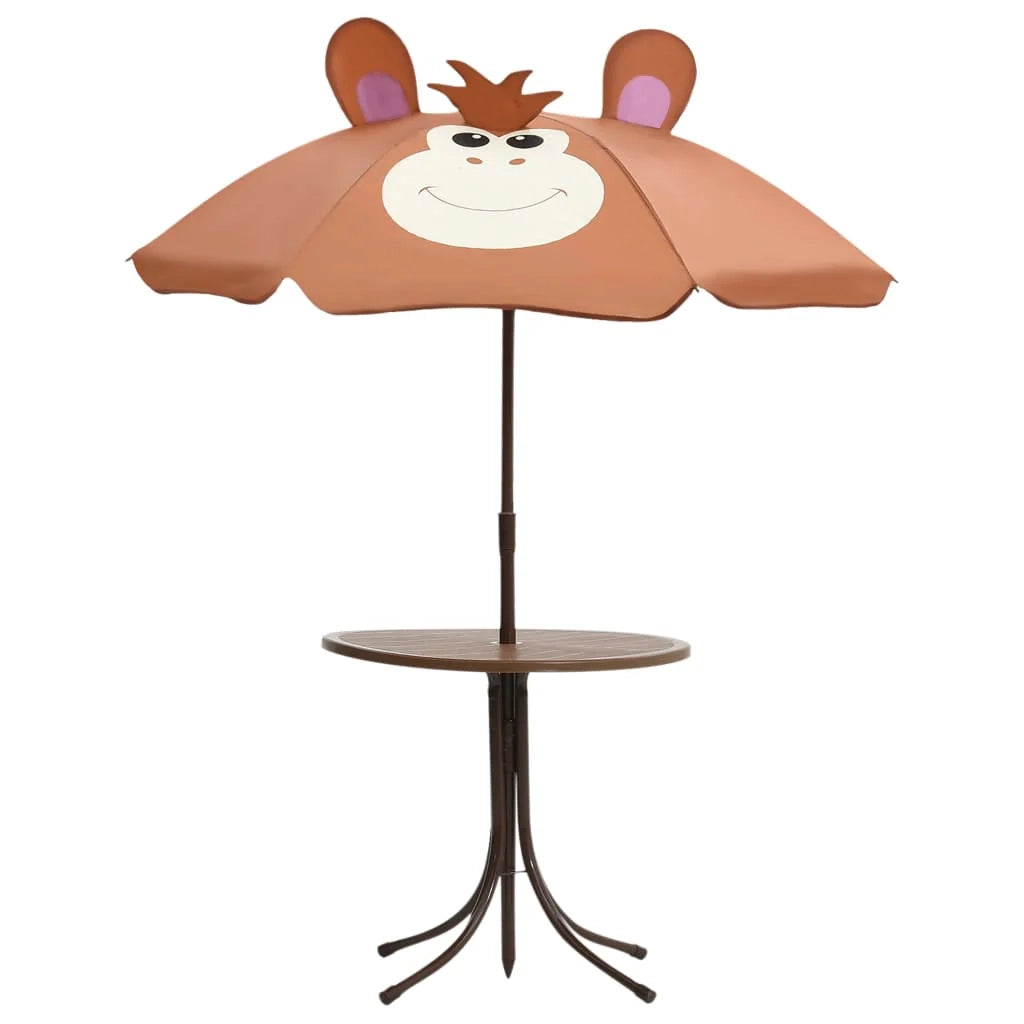 Set da bistro con ombrellone per bambini 3 pezzi marrone 02_0014491