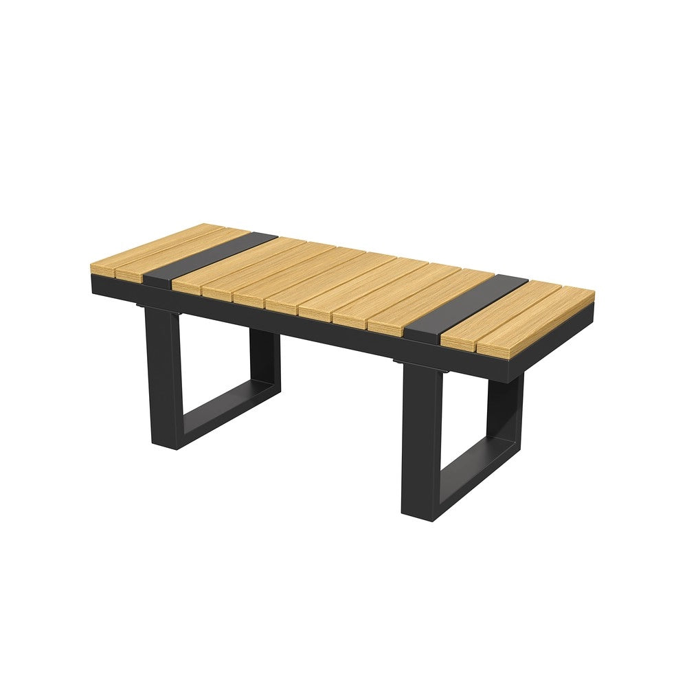 Set da giardino angolare - Zephmum- Grigio e nero, tavolo in legno composito, seduta regolabile