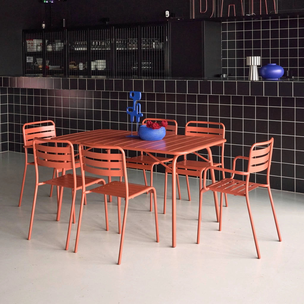Set tavolo da giardino pieghevole in acciaio con 2 poltrone e 4 sedie,