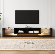 Mobile TV 181x38x38 cm con LED e 2 cassetti ribaltabili in truciolato nero