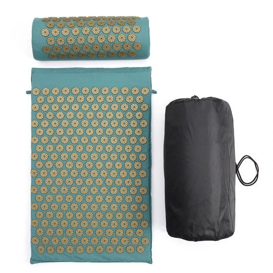 Matressa di massaggio con punte - Cuscino di punte - Cuscino per acupressione - Incluso borsa di trasporto - Per alleviare dolori alla schiena, testa, collo